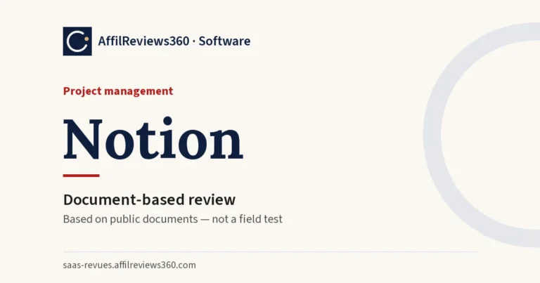 Notion — project management: document-based review by AffilReviews360