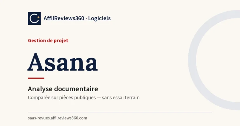 Asana — gestion de projet : analyse documentaire AffilReviews360